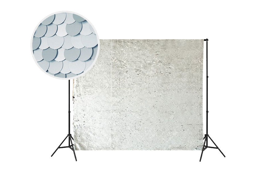 silver sequin photo booth backdrop rental